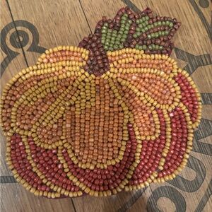Thanksgiving holiday beaded drink coaster.